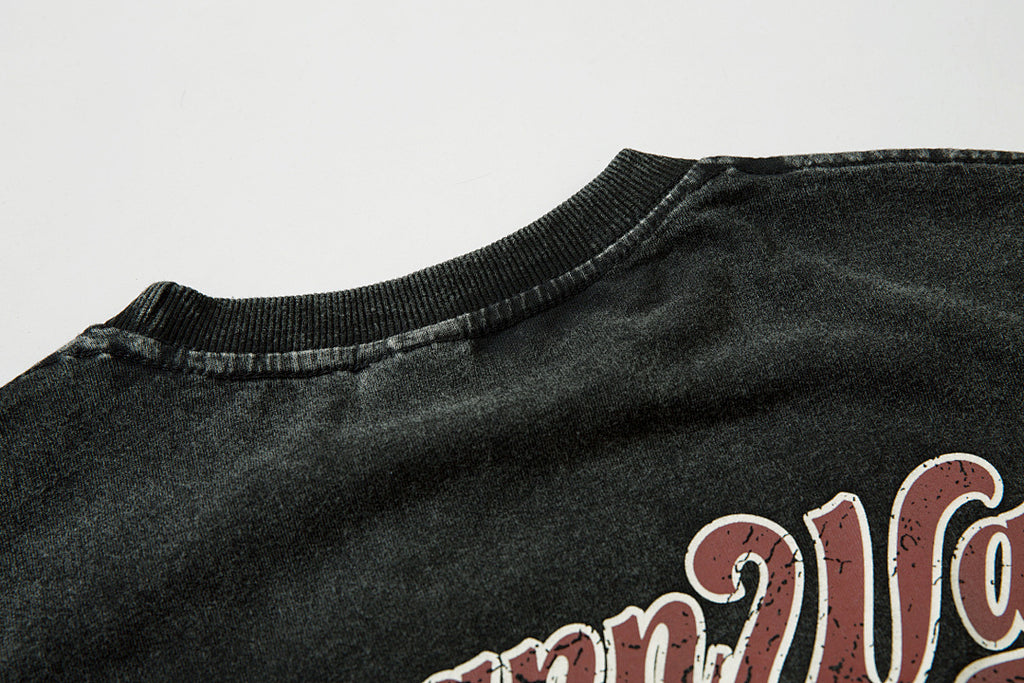 Heavy-duty washed short-sleeve T-shirt