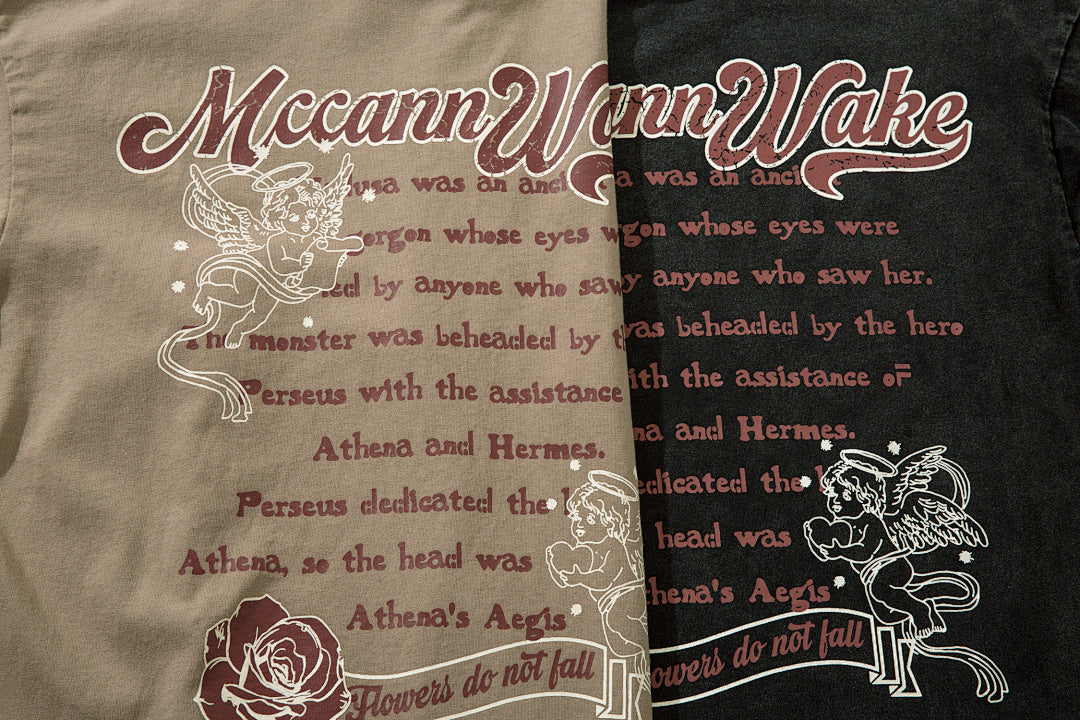 Heavy-duty washed short-sleeve T-shirt