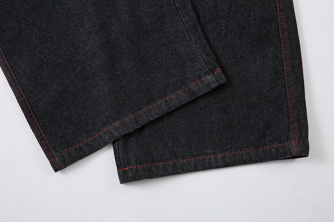 Embroidered denim trousers