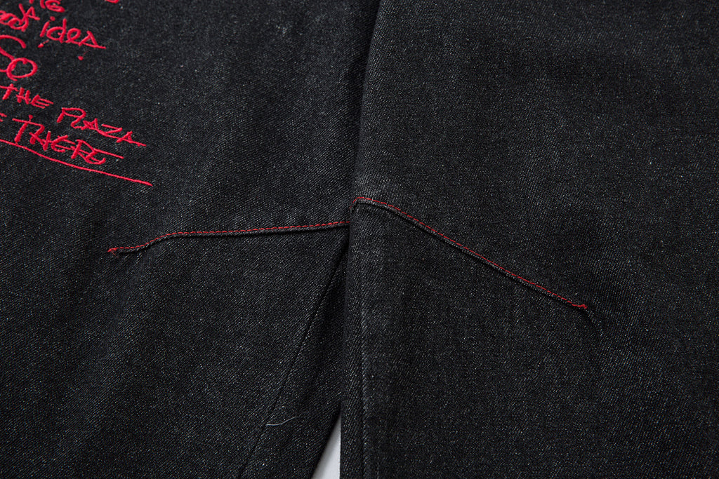 Embroidered denim trousers