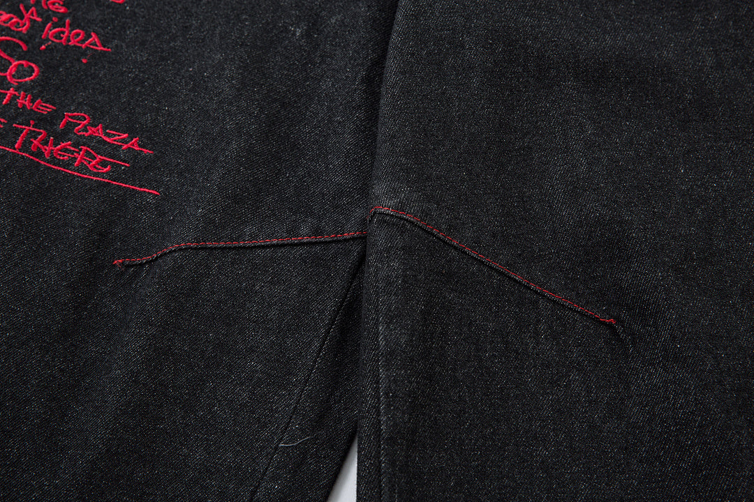 Embroidered denim trousers