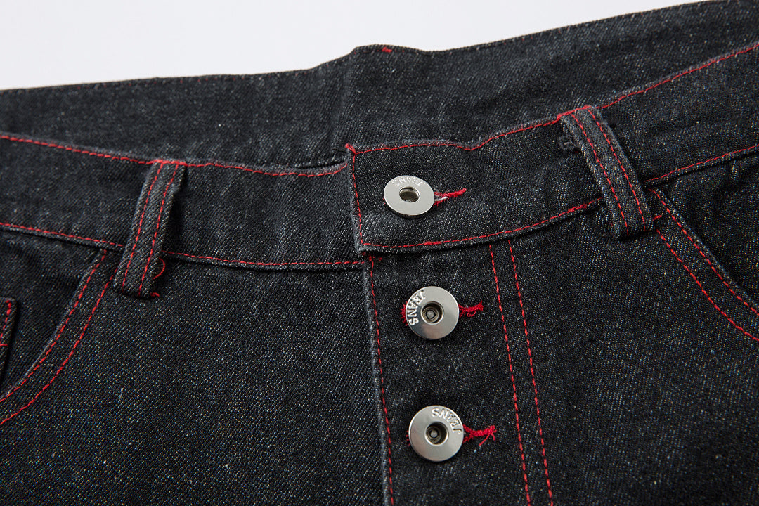 Embroidered denim trousers