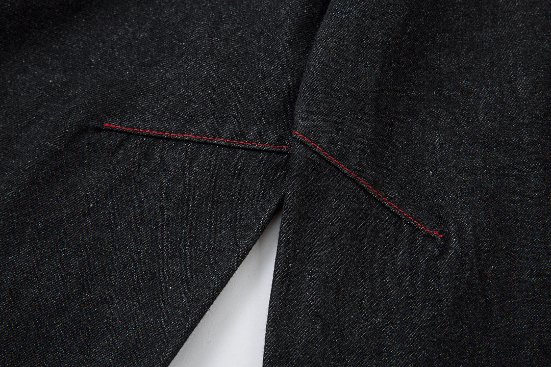 Embroidered denim trousers