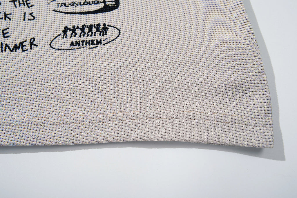 Black long-sleeve waffle-knit raglan T-shirt