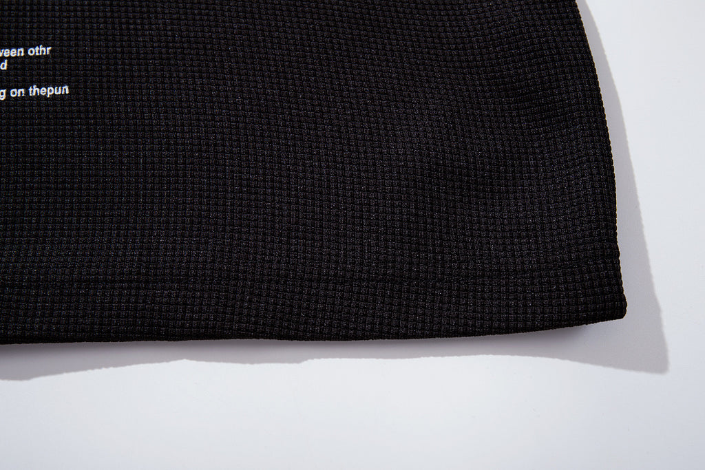 Waffle-knit raglan long-sleeve T-shirt, black, coffee brown