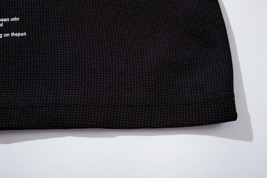 Waffle-knit raglan long-sleeve T-shirt, black, coffee brown