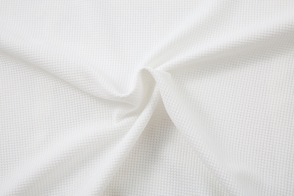 Waffle-knit long-sleeve T-shirt, black, white