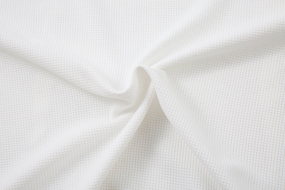 Waffle-knit long-sleeve T-shirt, black, white