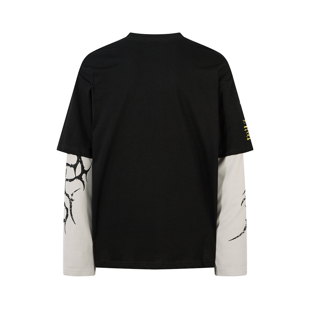 Faux-layered long-sleeve T-shirt