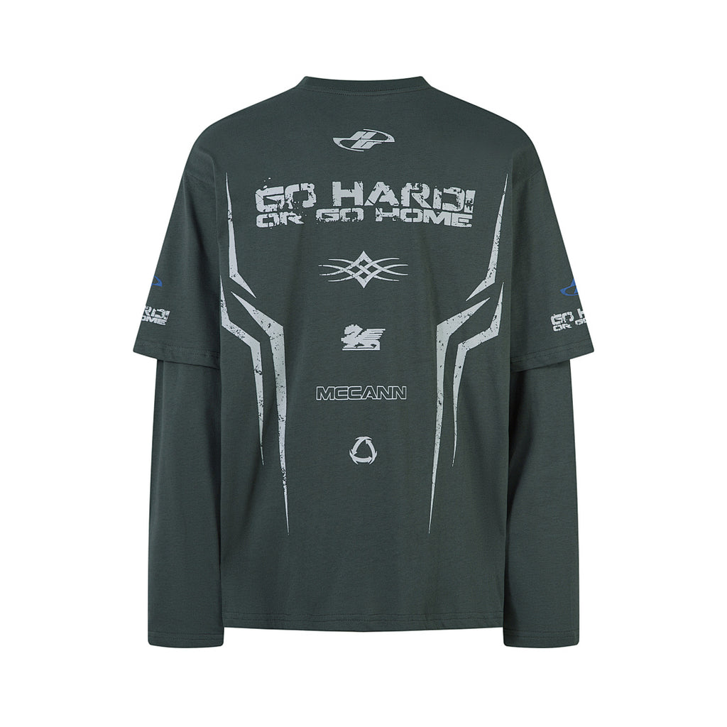 Faux-layered long-sleeve T-shirt