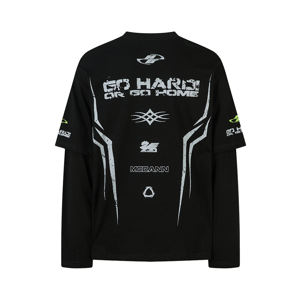 Faux-layered long-sleeve T-shirt