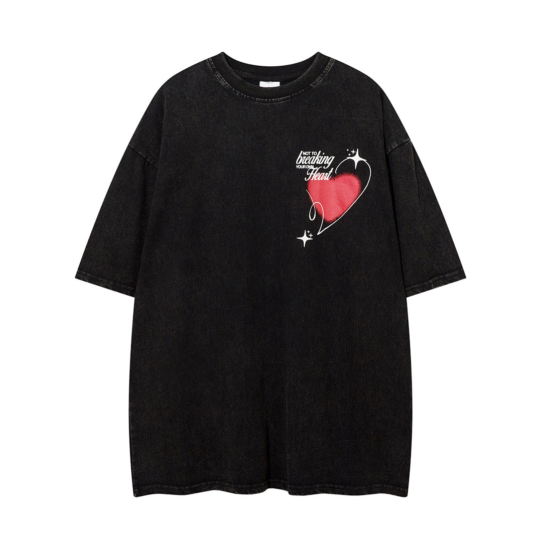 Heavy-duty washed short-sleeve T-shirt – Black