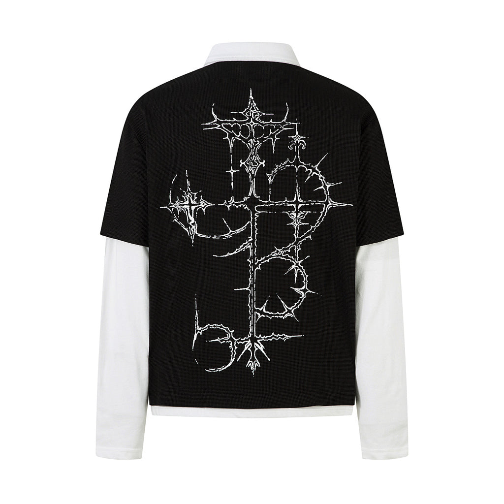 Faux-layered long-sleeve T-shirt