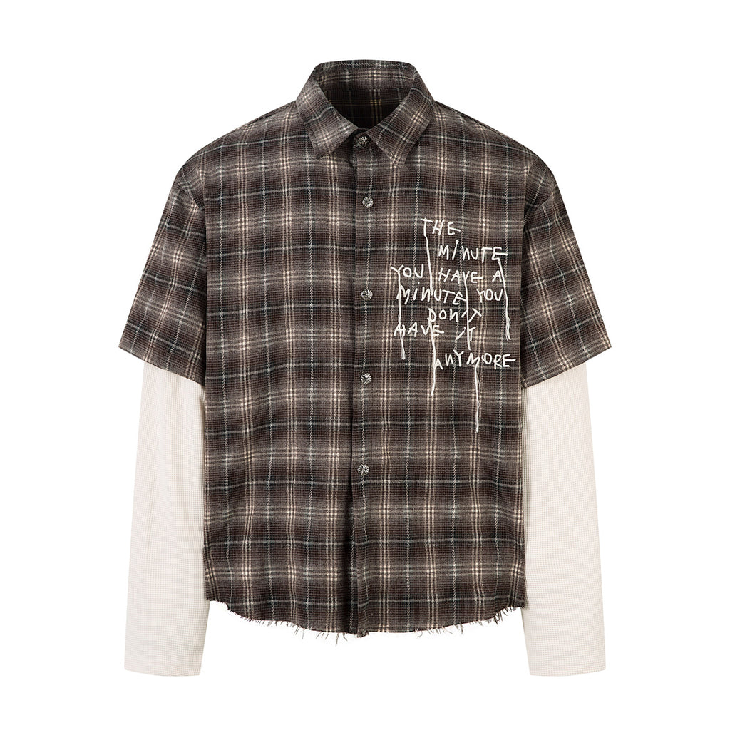 Faux-layered shirt      Brown