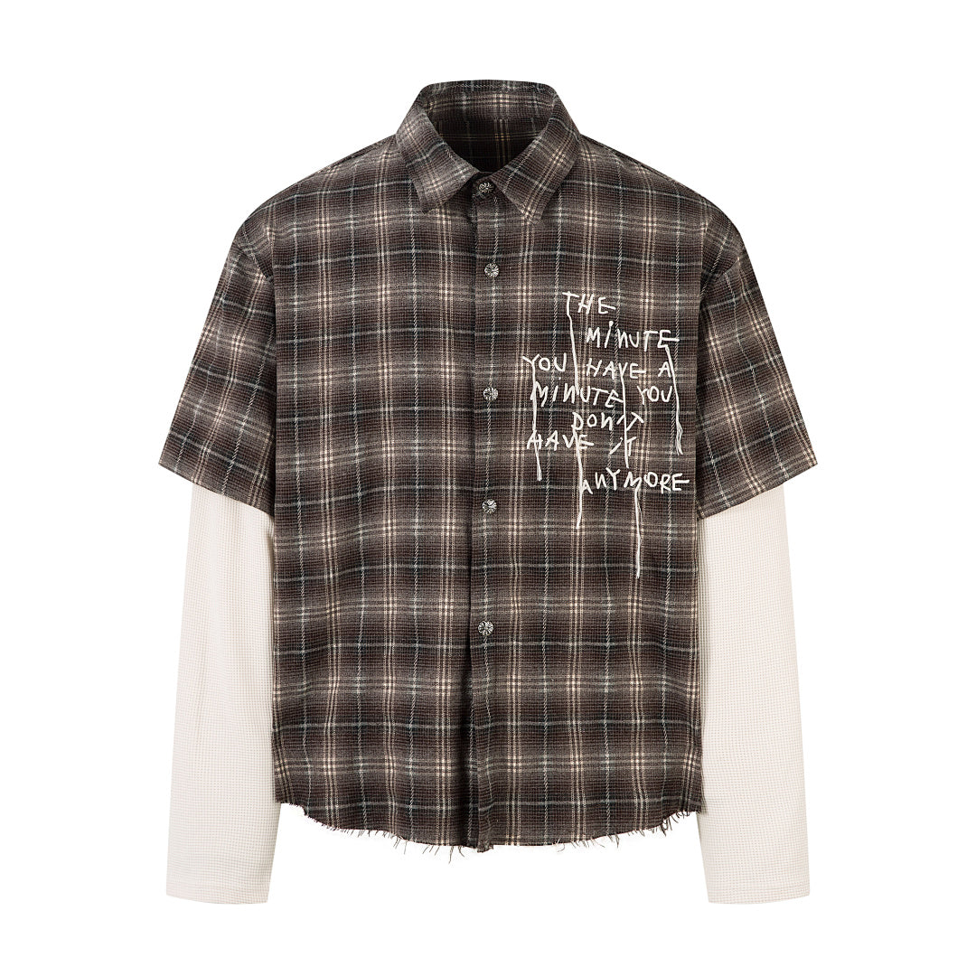 Faux-layered shirt      Brown