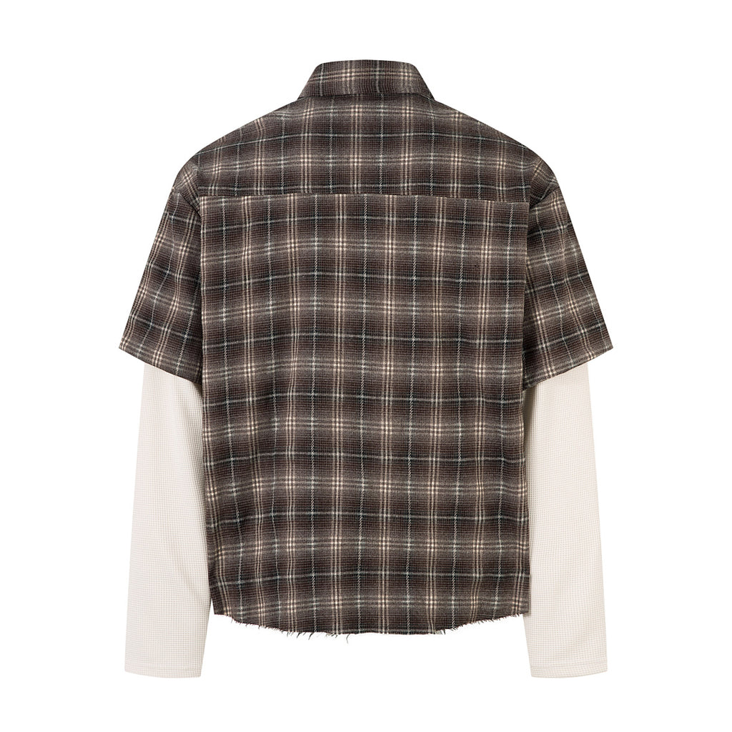 Faux-layered shirt      Brown