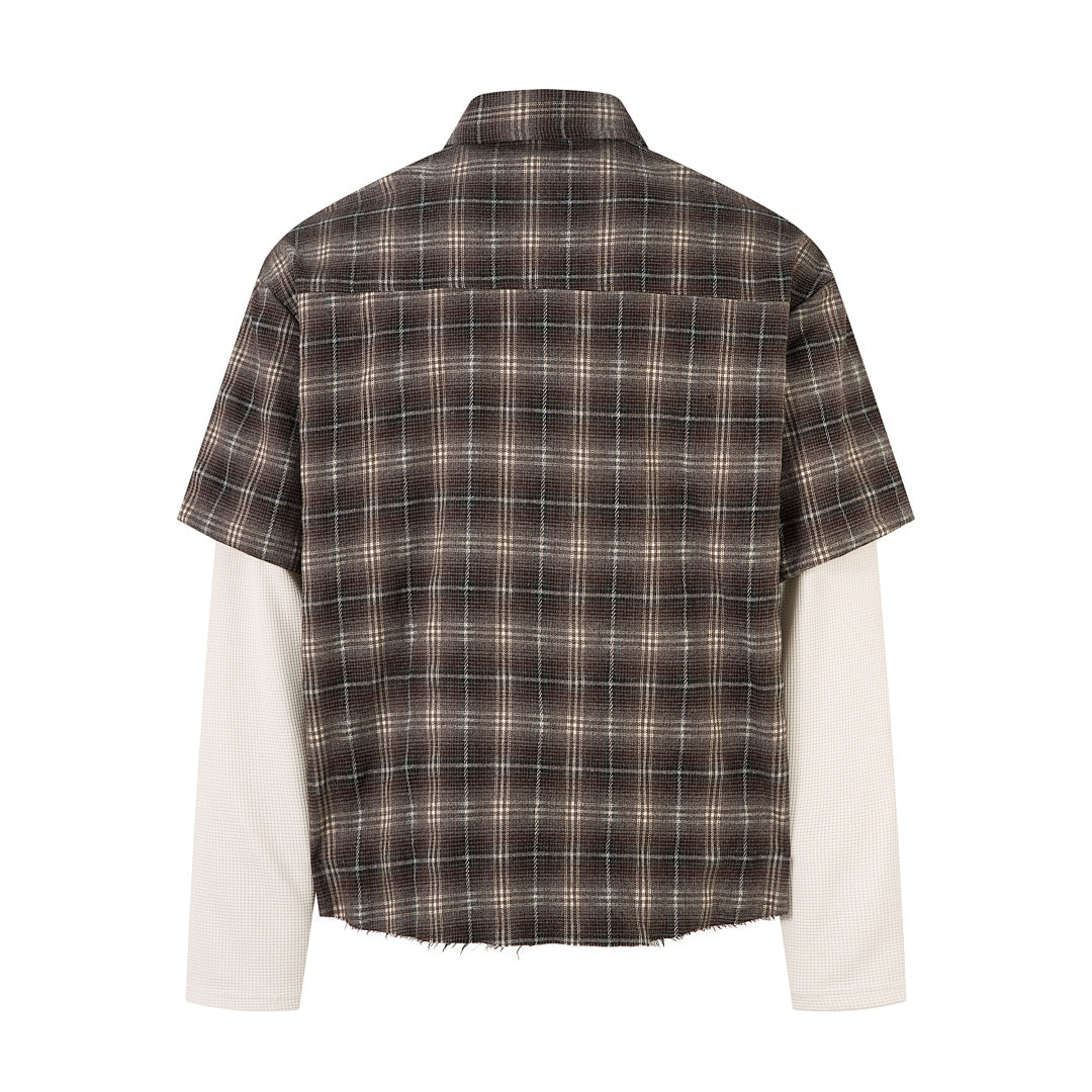 Faux-layered shirt      Brown