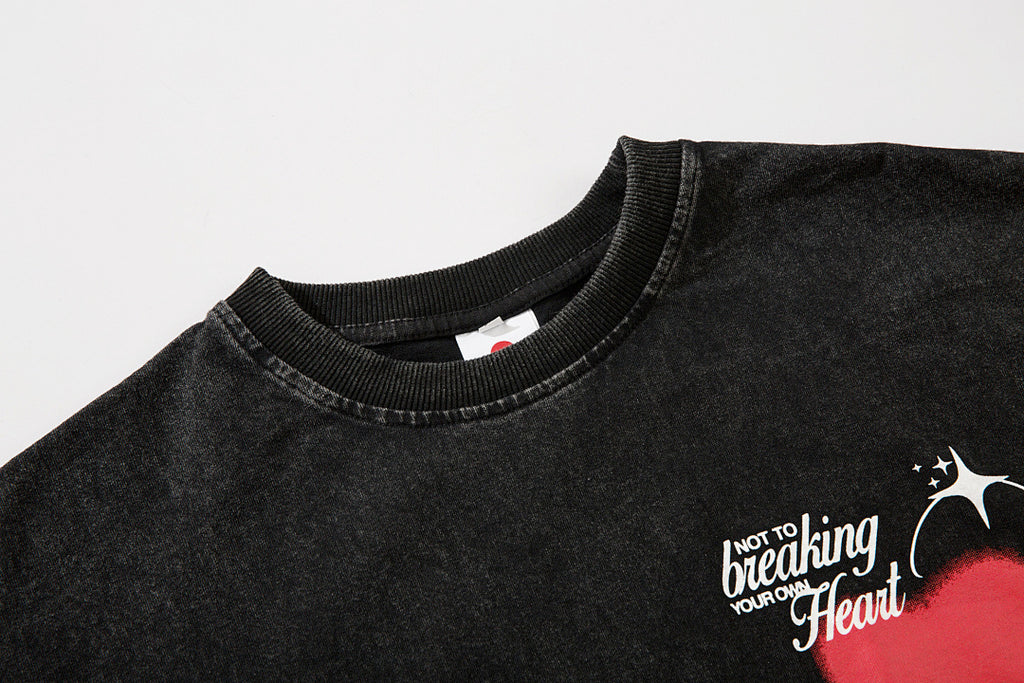 Heavy-duty washed short-sleeve T-shirt – Black