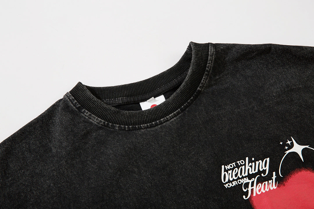 Heavy-duty washed short-sleeve T-shirt – Black