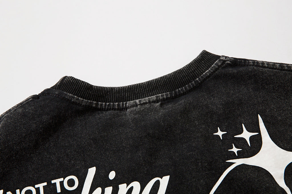 Heavy-duty washed short-sleeve T-shirt – Black