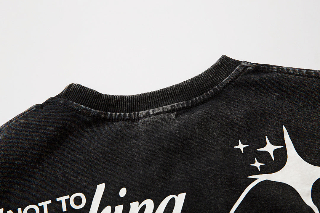 Heavy-duty washed short-sleeve T-shirt – Black