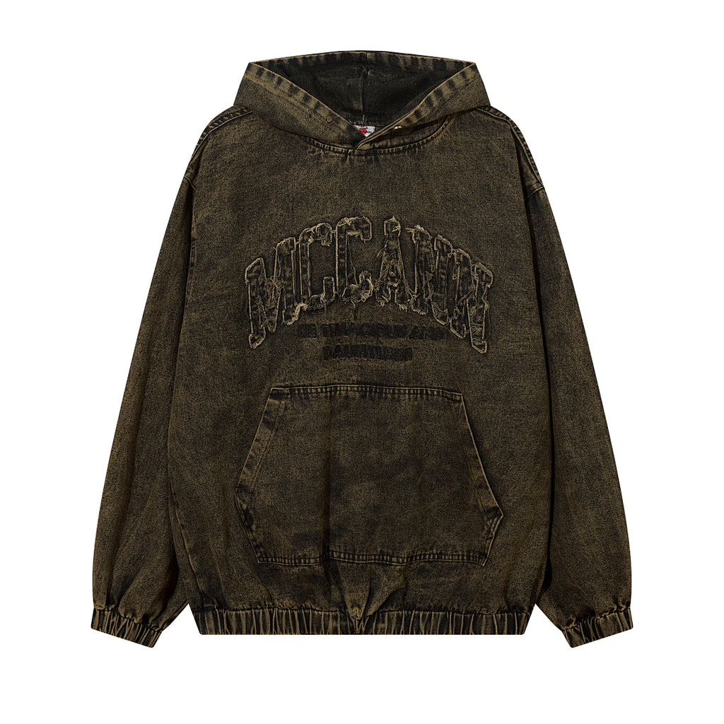Distressed-look denim sweatshirt – distressed black