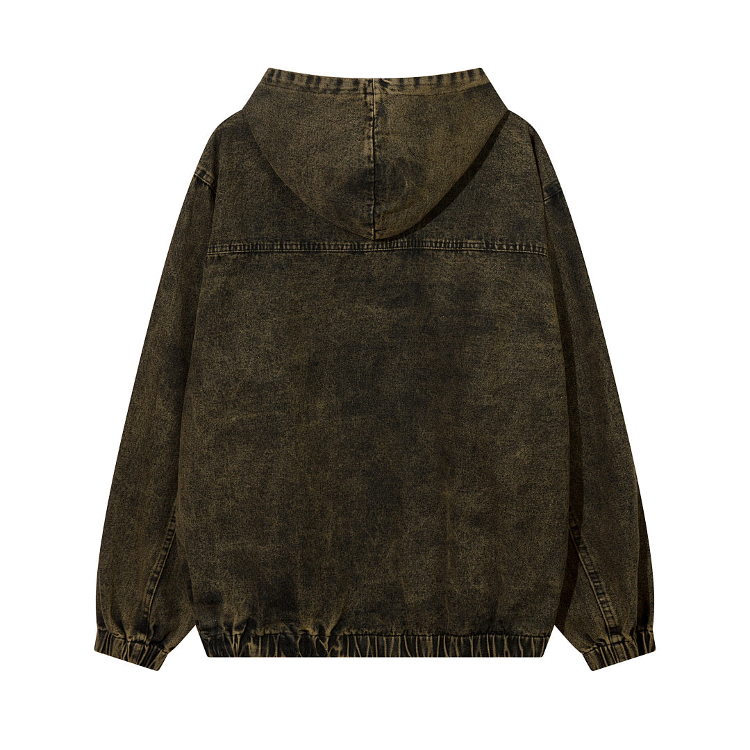 Distressed-look denim sweatshirt – distressed black