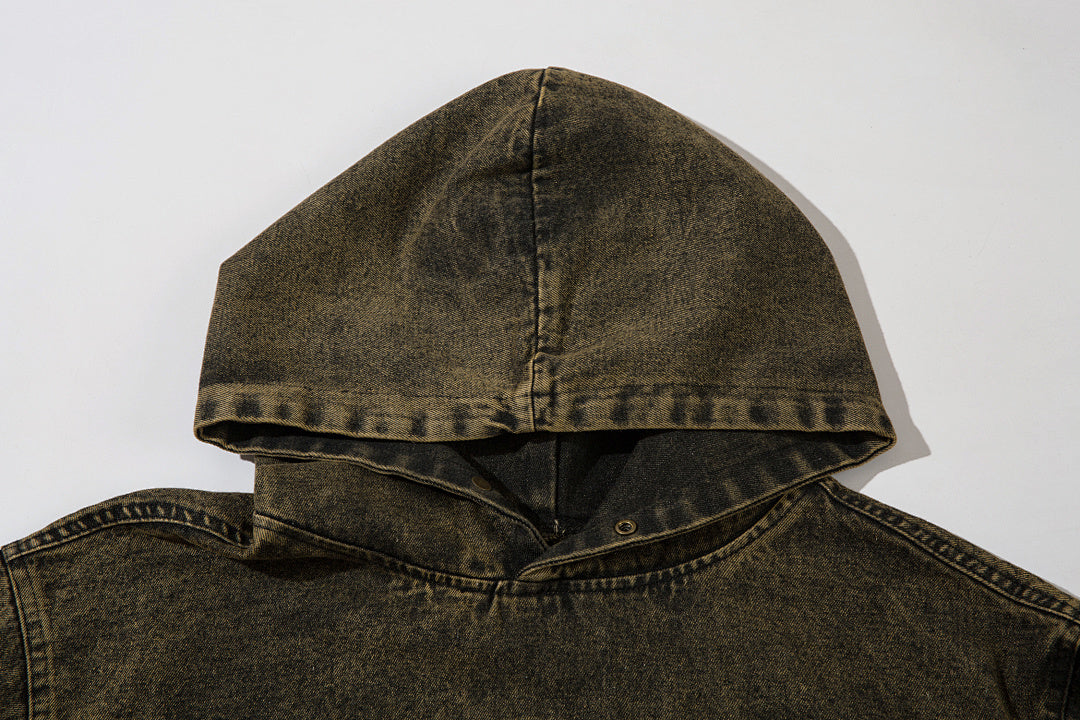 Distressed-look denim sweatshirt – distressed black