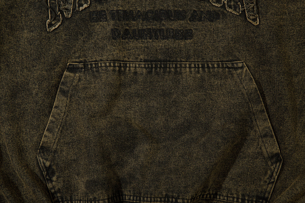 Distressed-look denim sweatshirt – distressed black