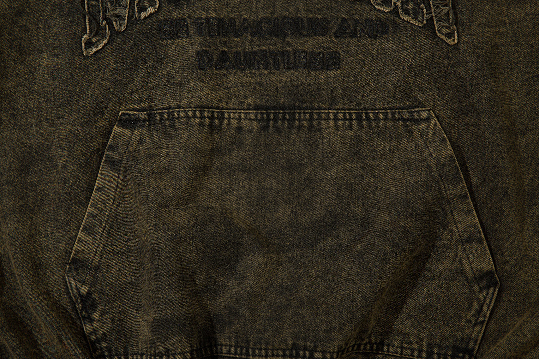 Distressed-look denim sweatshirt – distressed black