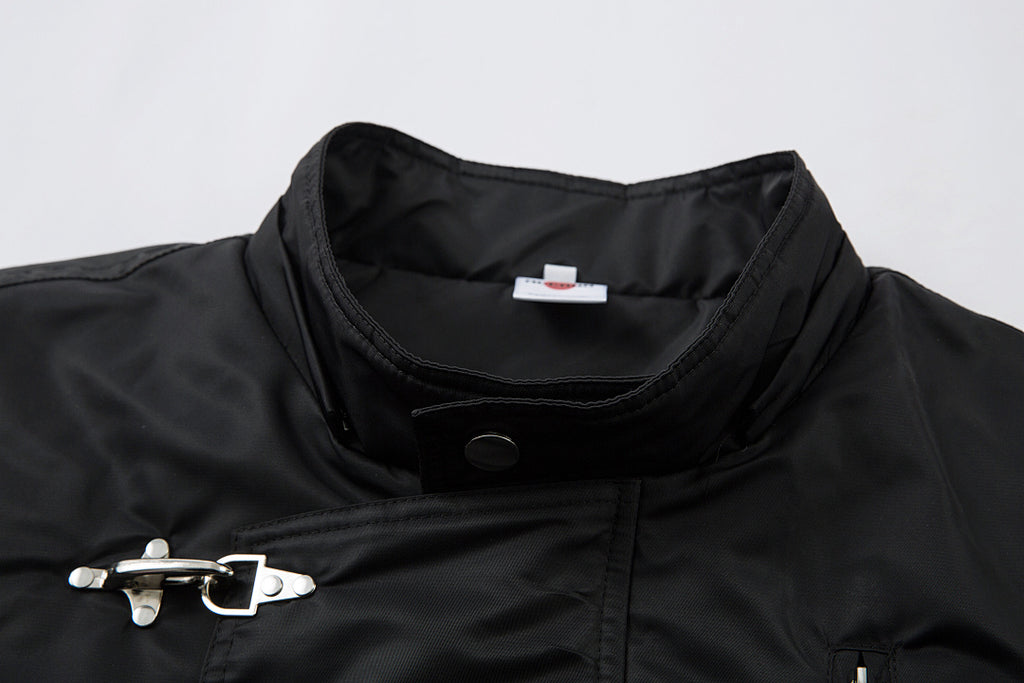 Padded jacket, detachable hood, black.