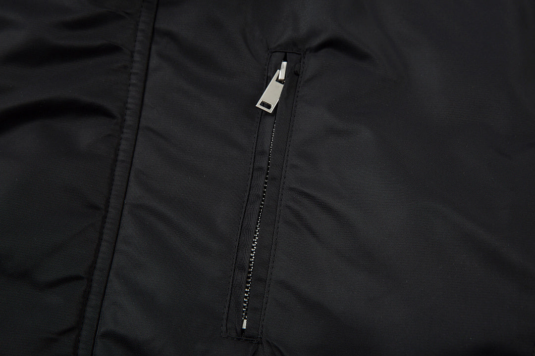 Padded jacket, detachable hood, black.