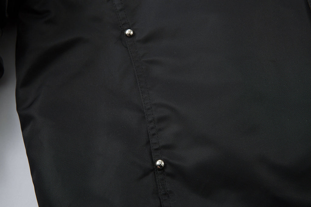 Padded jacket, detachable hood, black.