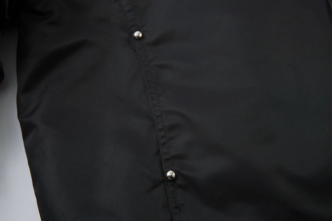 Padded jacket, detachable hood, black.