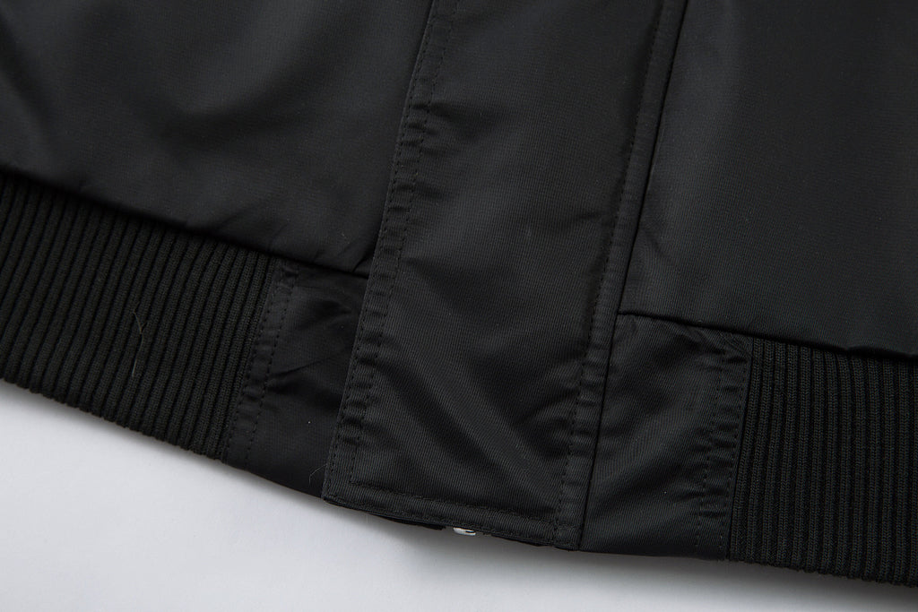 Padded jacket, detachable hood, black.