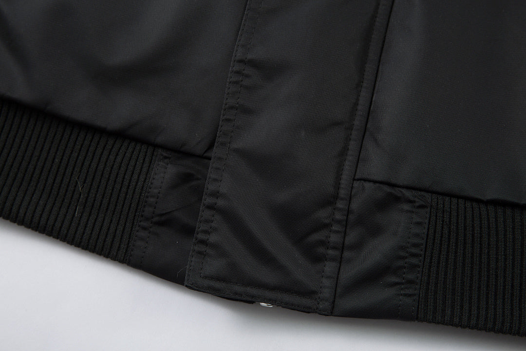 Padded jacket, detachable hood, black.
