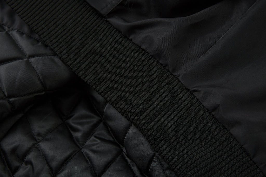 Padded jacket, detachable hood, black.