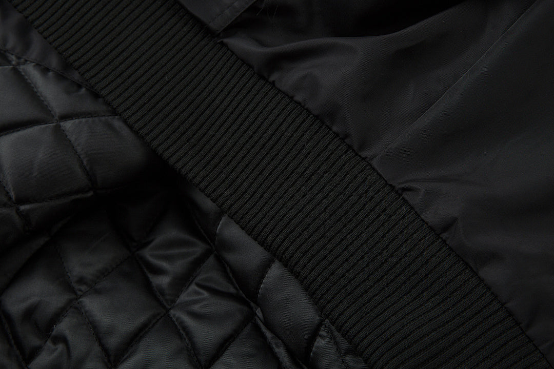 Padded jacket, detachable hood, black.