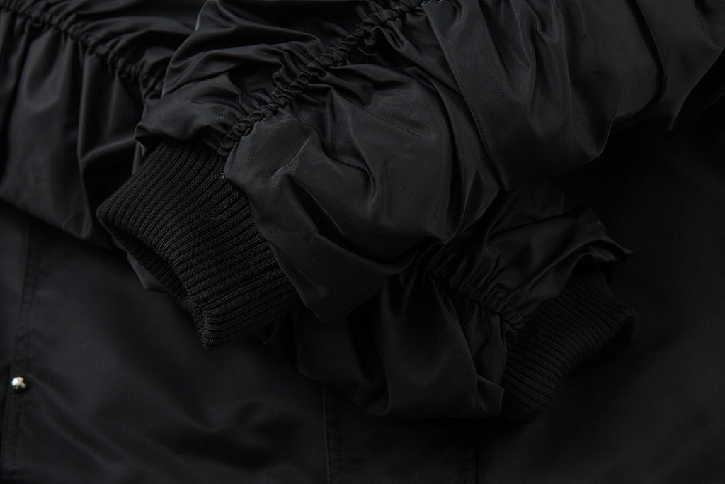 Padded jacket, detachable hood, black.