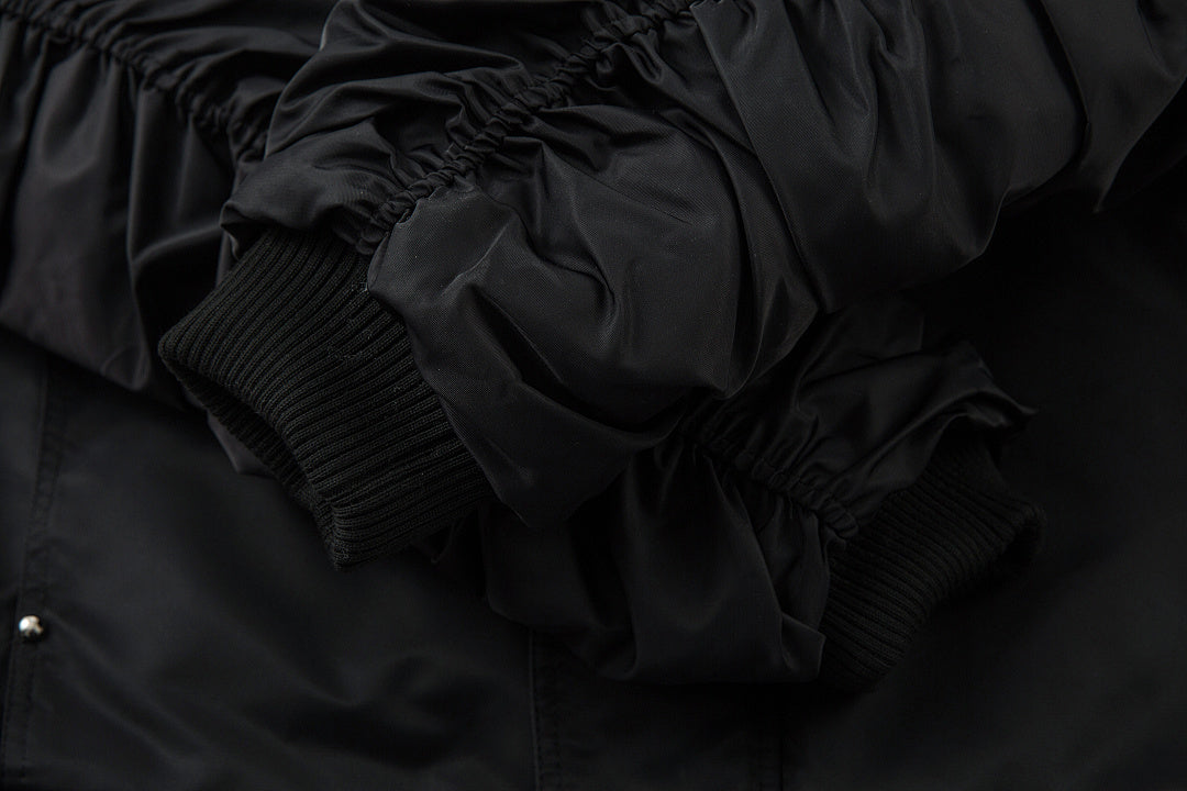 Padded jacket, detachable hood, black.