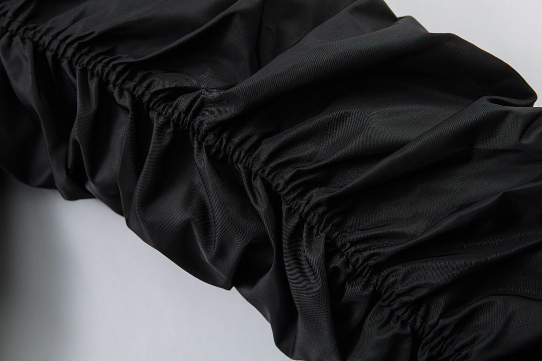 Padded jacket, detachable hood, black.