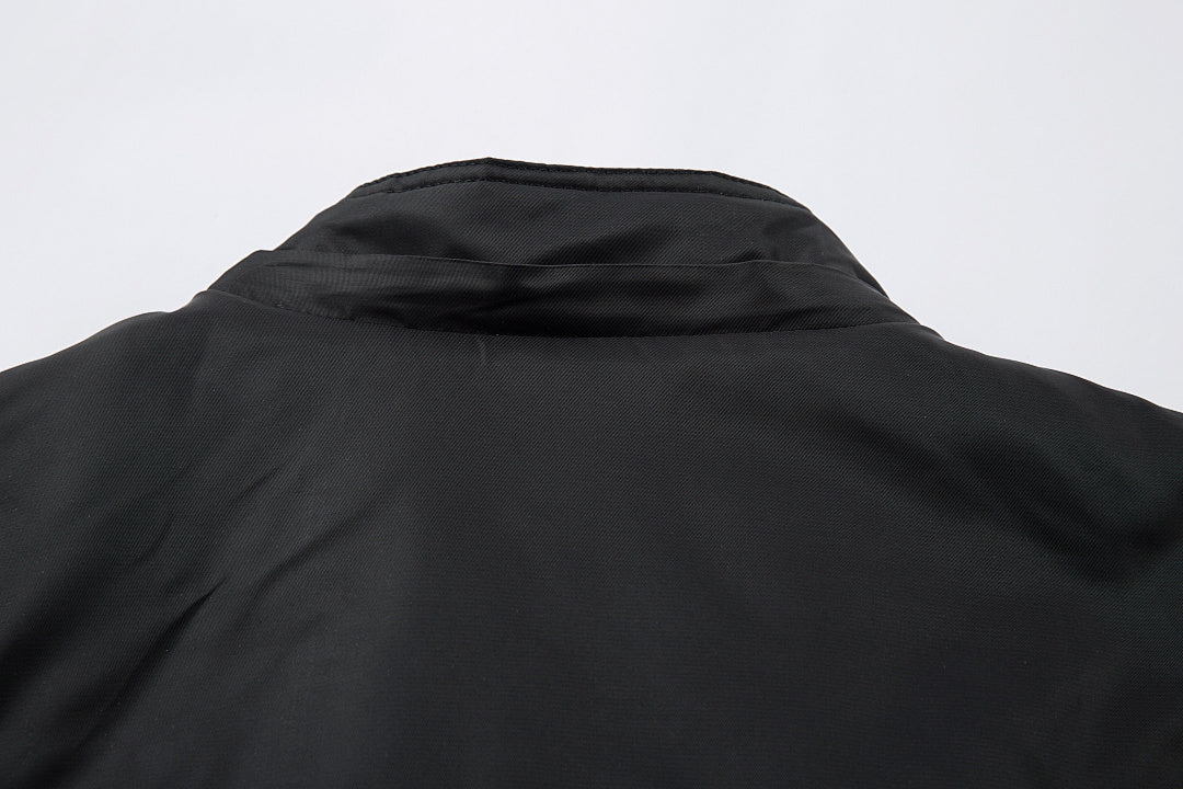 Padded jacket, detachable hood, black.
