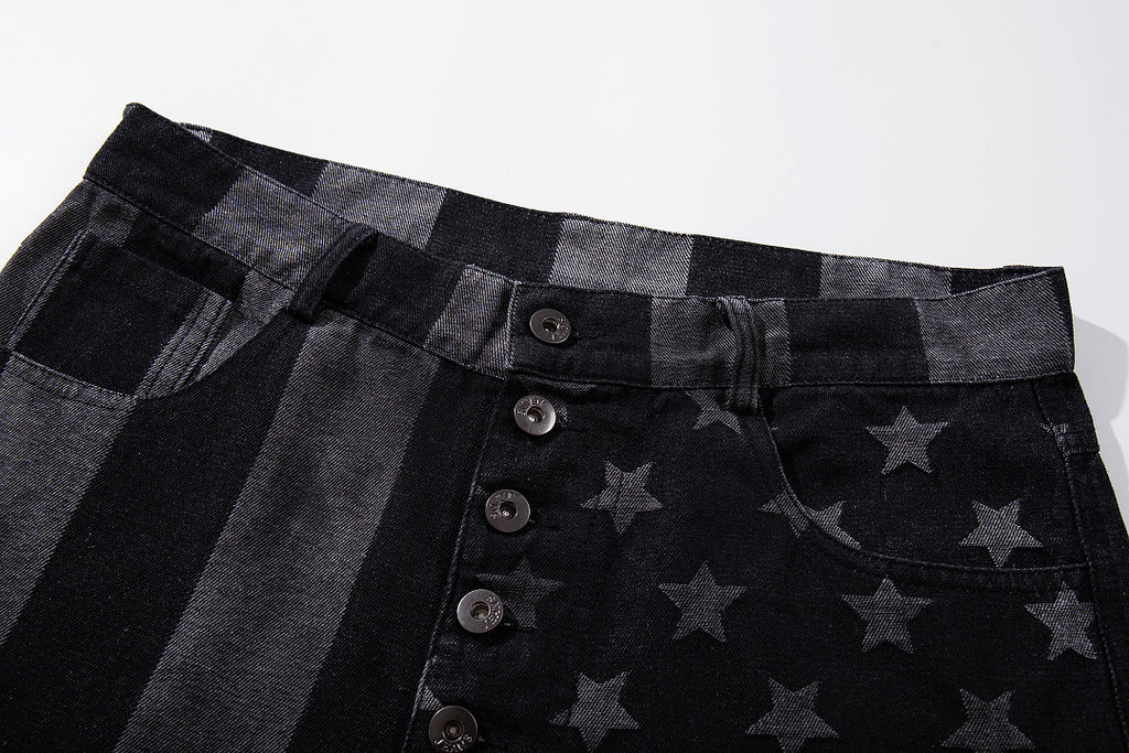 Distressed Denim Jeans, Black