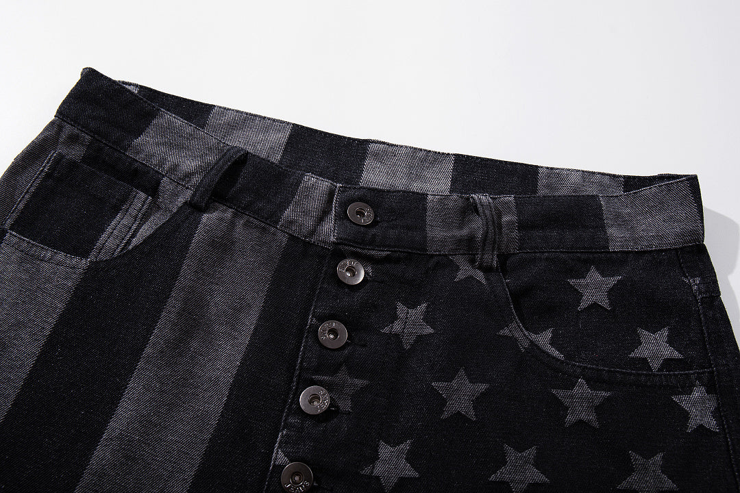 Distressed Denim Jeans, Black