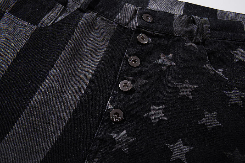 Distressed Denim Jeans, Black