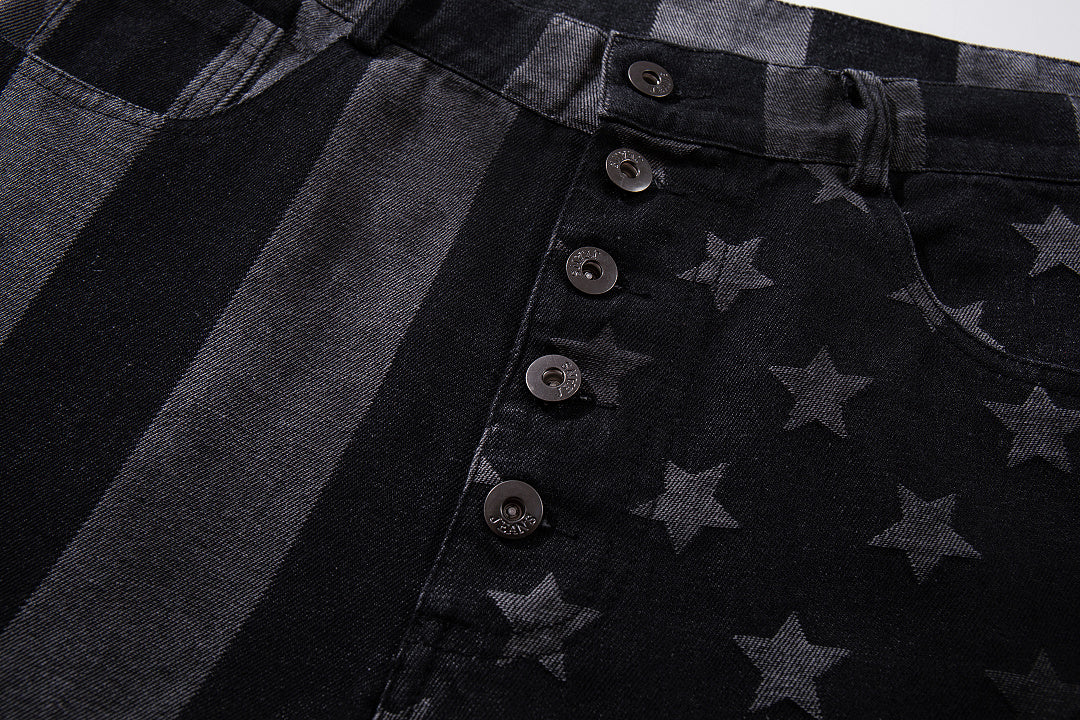 Distressed Denim Jeans, Black