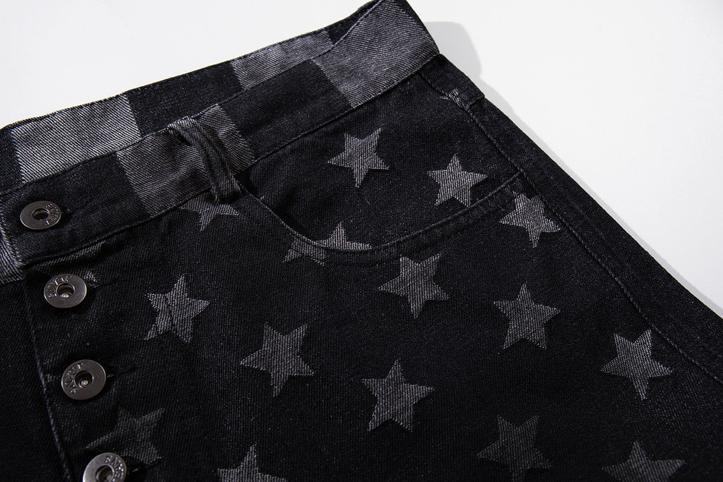 Distressed Denim Jeans, Black