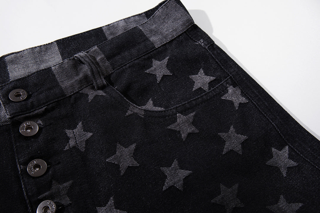 Distressed Denim Jeans, Black
