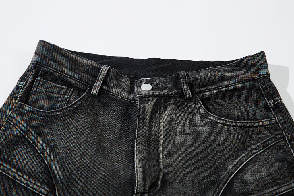 Heavy-duty patchwork denim trousers