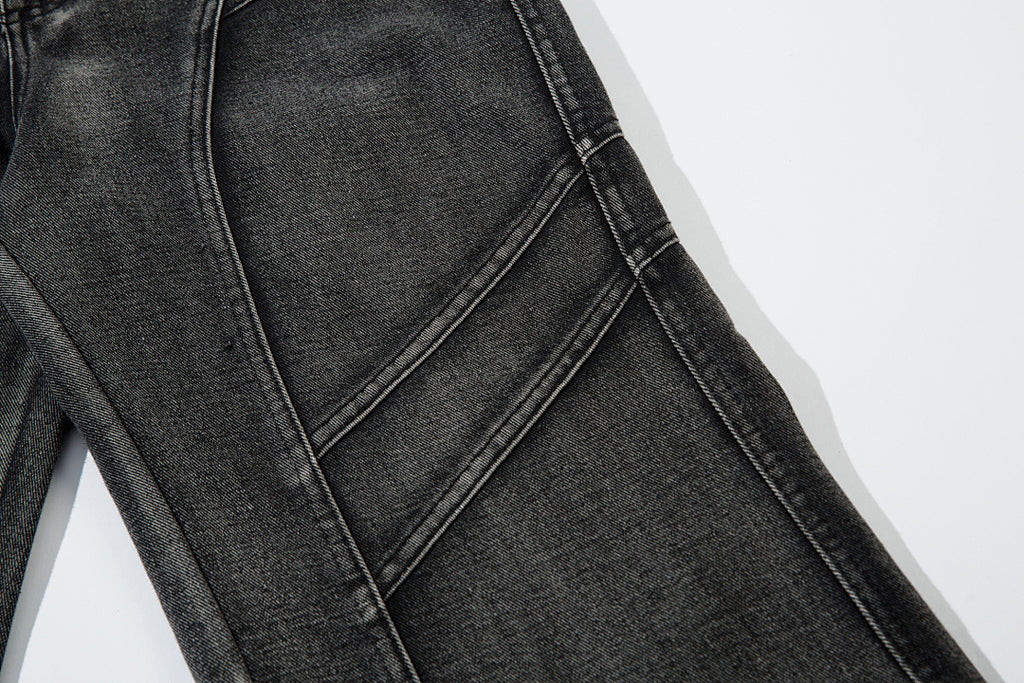 Heavy-duty patchwork denim trousers